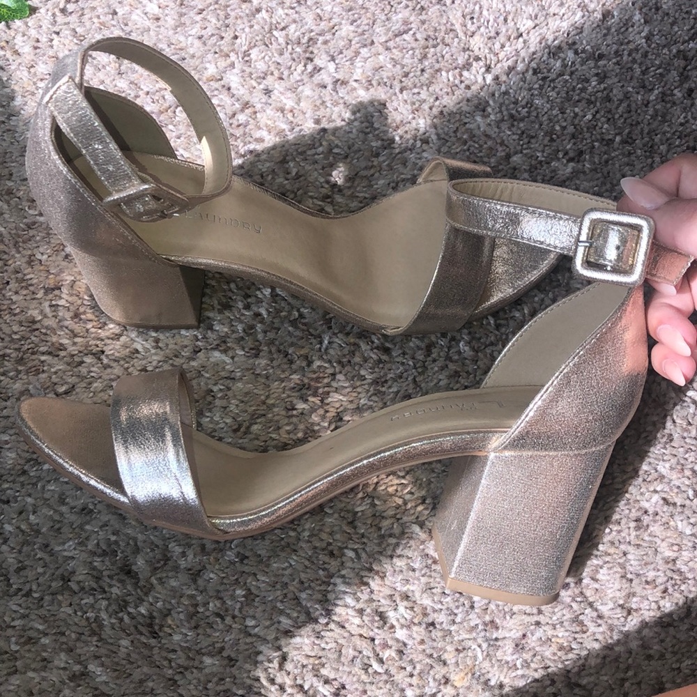 Gold Buckle Chunky Heels